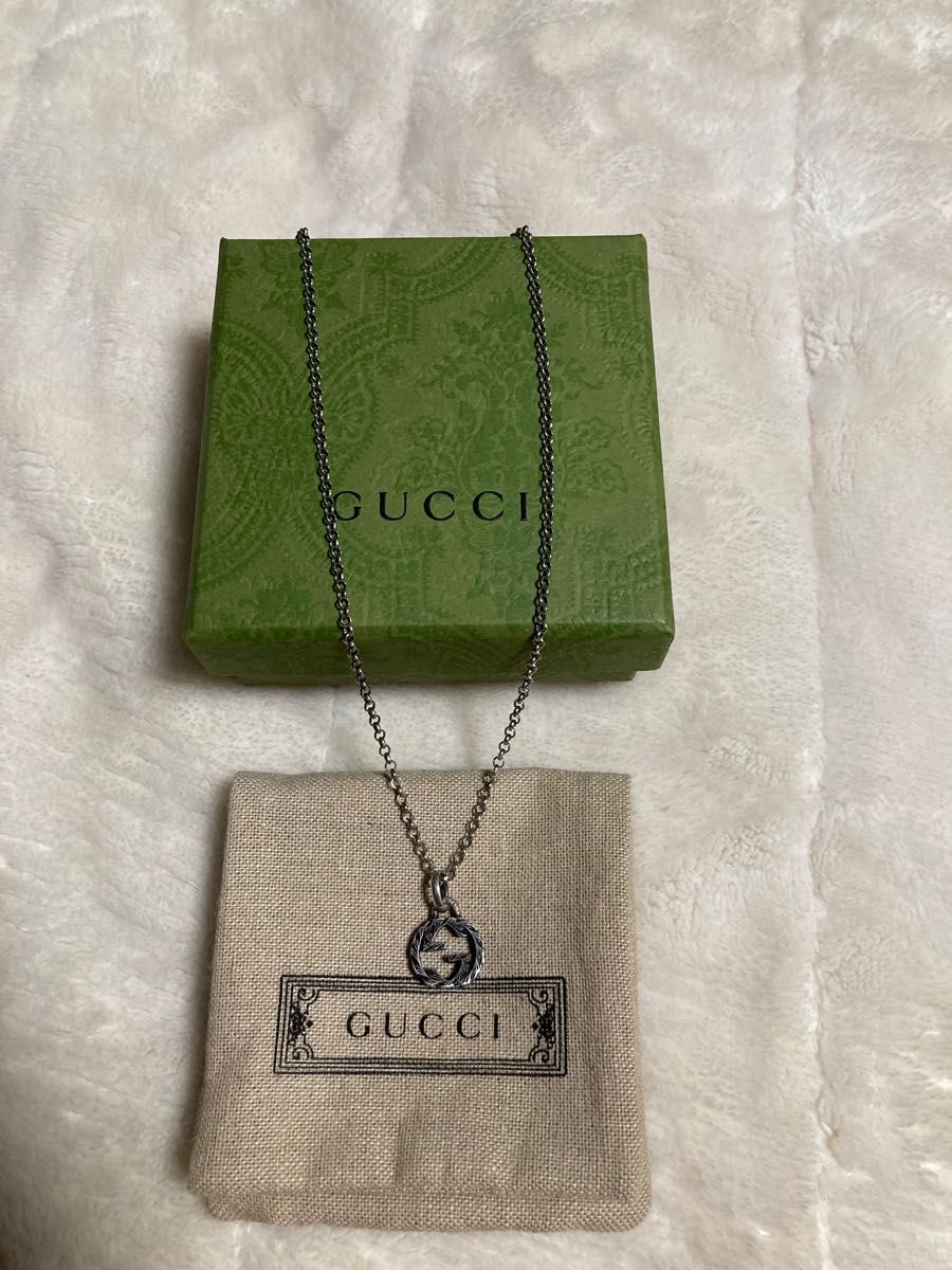 ☆良品☆GUCCI インターロッキングg 大きめ ネックレス #035967 特价