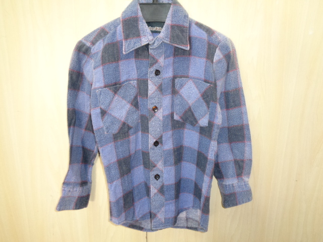 b477◆90s Timber Ridge チェック フランネルシャツ◆ティンバ―リッジ size5 子供服 ネイビー系 ポリコットン素材 ゆうパケット発送 5B_画像1