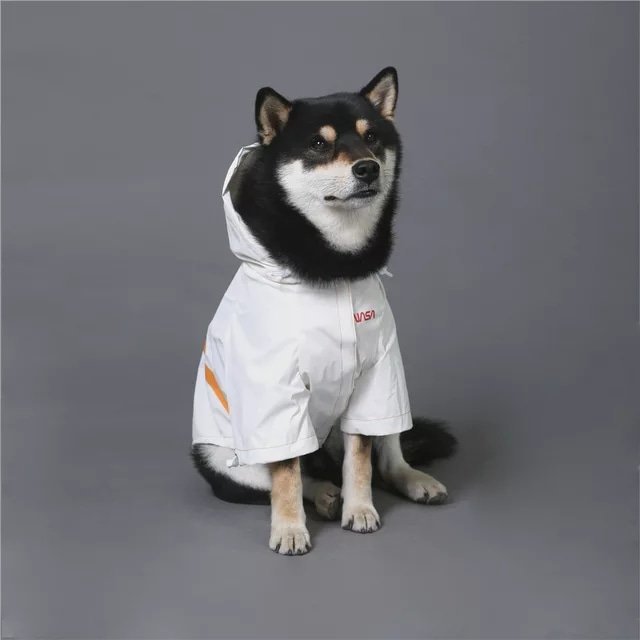 【Mサイズ】レインコート 反射 防水 NASA 宇宙服 フード付き 犬服 ドッグウェア Space unit jacket water proof_画像2