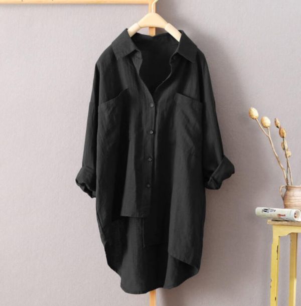 S~ 4XL size # autumn new goods natural easy wonderful . element plain large size long sleeve shirt tunic * green 