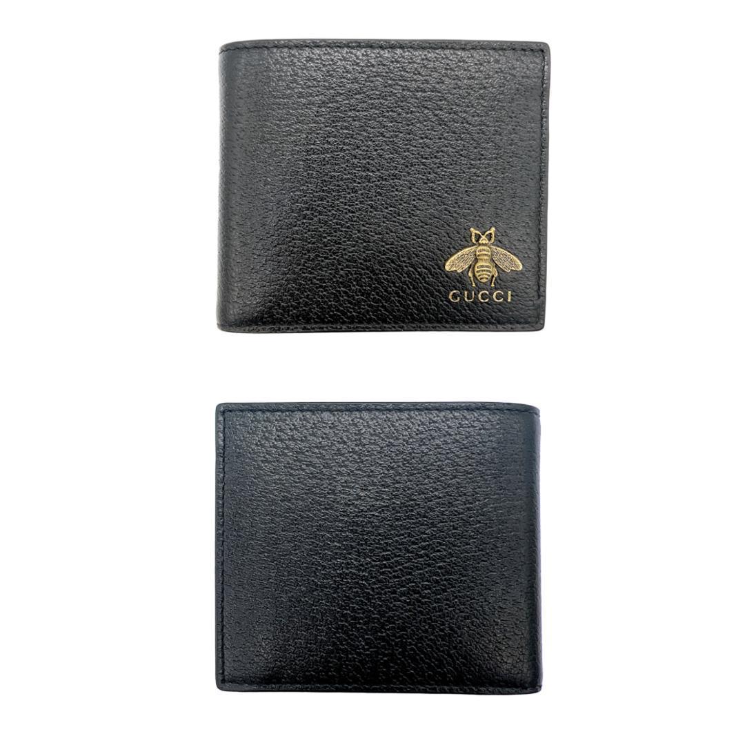 ライトニングボルト 極美品 グッチ 522915 レザー 二つ折り財布 ビー