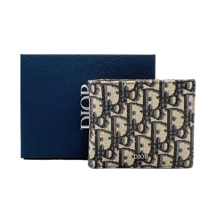 美品 ディオール オブリーク 二つ折り財布 トロッター ロゴ メンズ