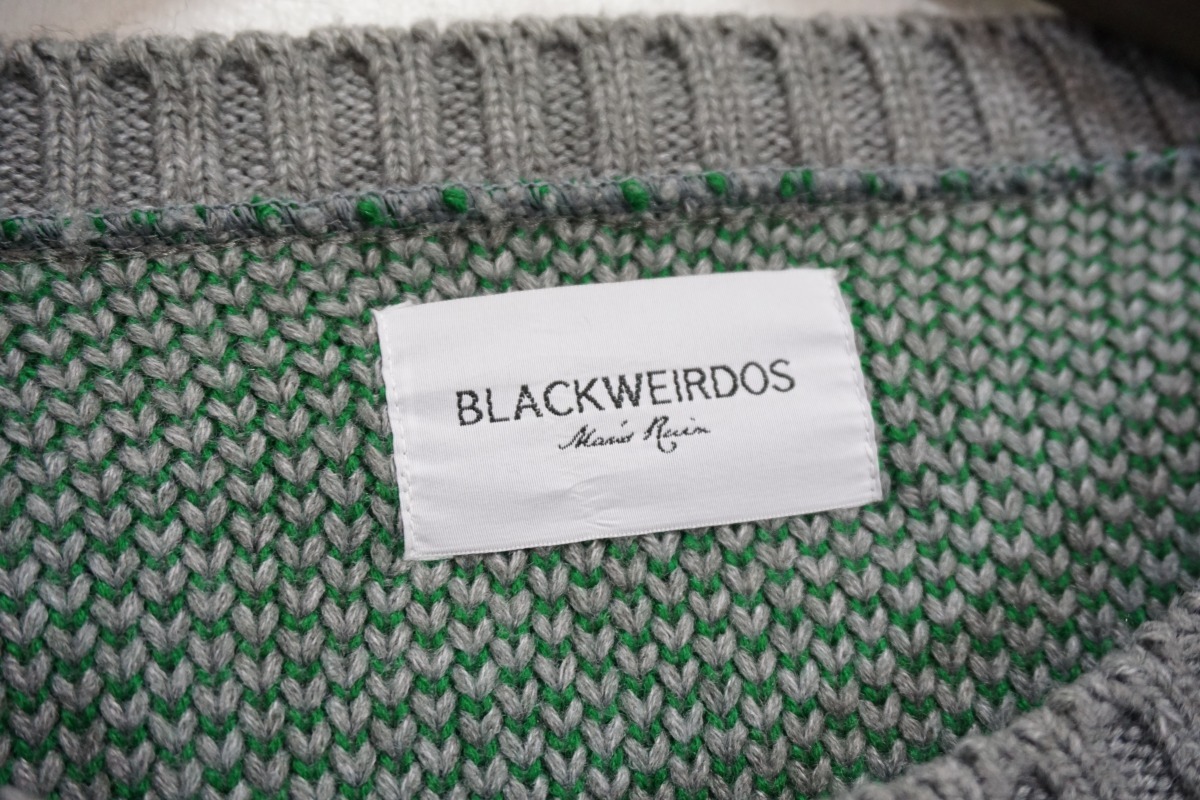  прекрасный товар стандартный 22AW BlackWeirdos черный widouICON SWEATER Icon свитер вязаный шерсть ..22AWKN02 пепел зеленый XL подлинный товар 203N^