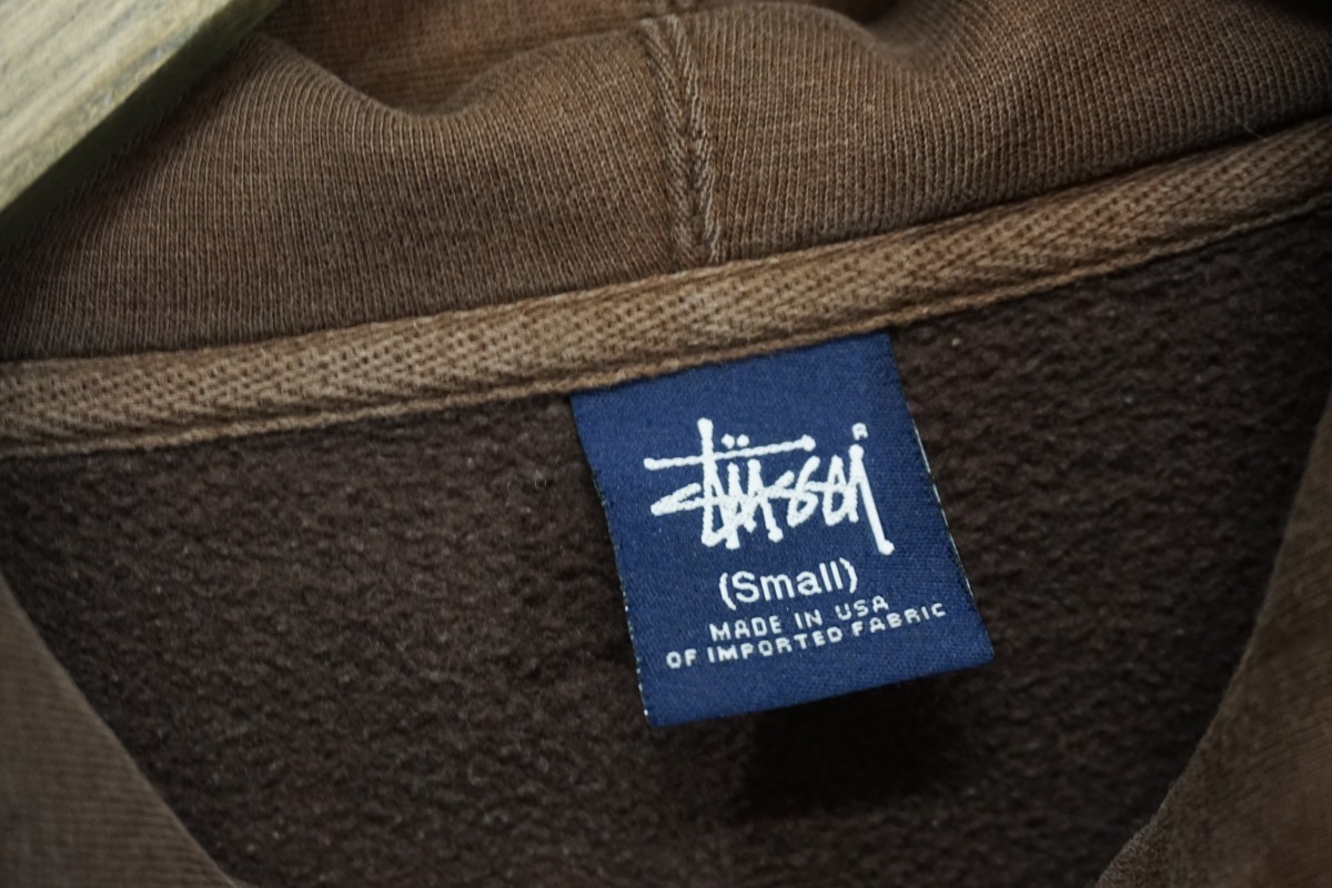 希少 90年代 中期 紺タグ OLD STUSSY ステューシー クロスボーン スウェット パーカー ヴィンテージ アーカイブ 茶1209M▲_画像3