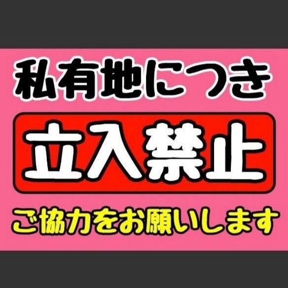 カラーコーンプラカードA4サイズ165『私有地につき立入禁止ご協力をお願いします』