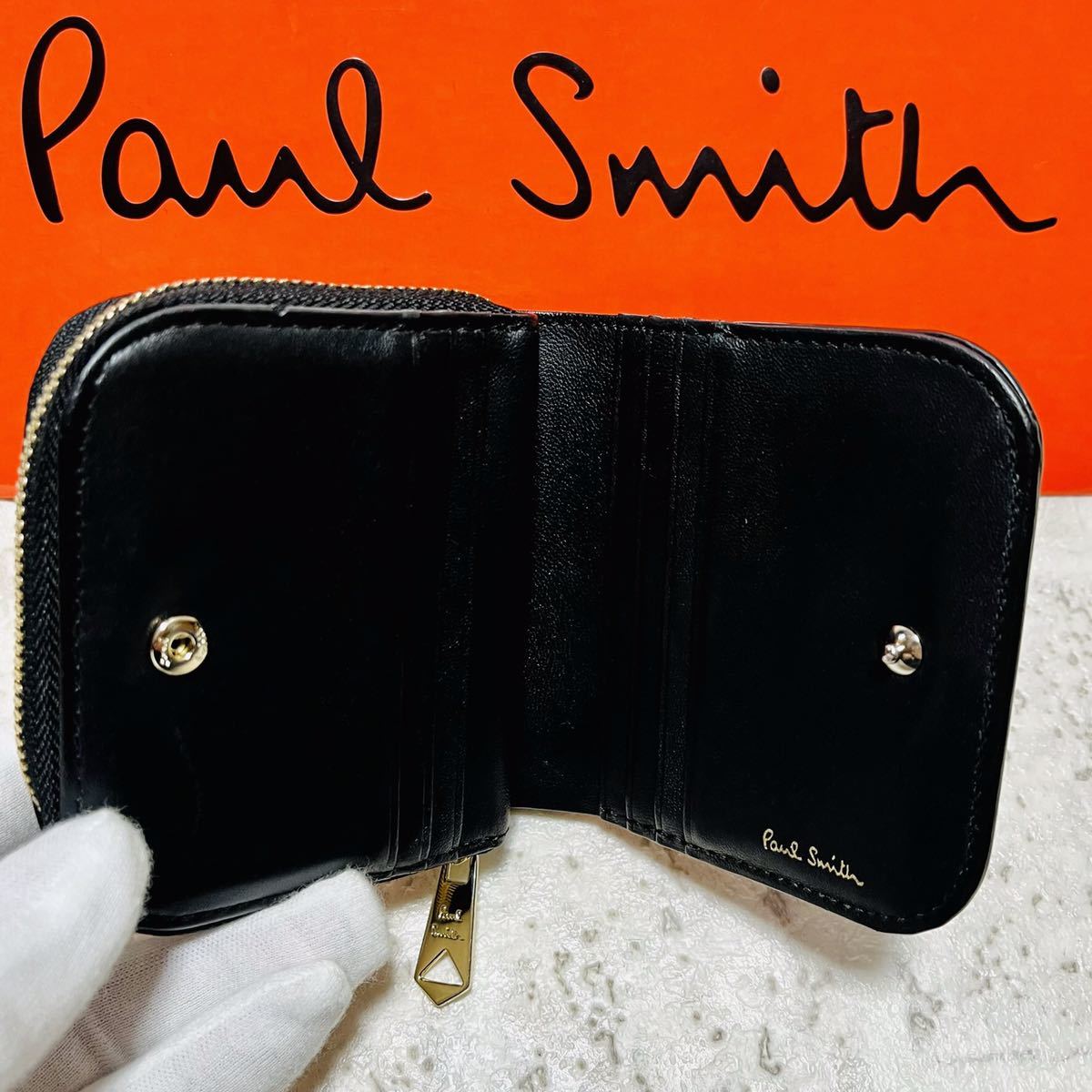 PAUL SMITH ポールスミス 二つ折り長財布 スワールストライプ-