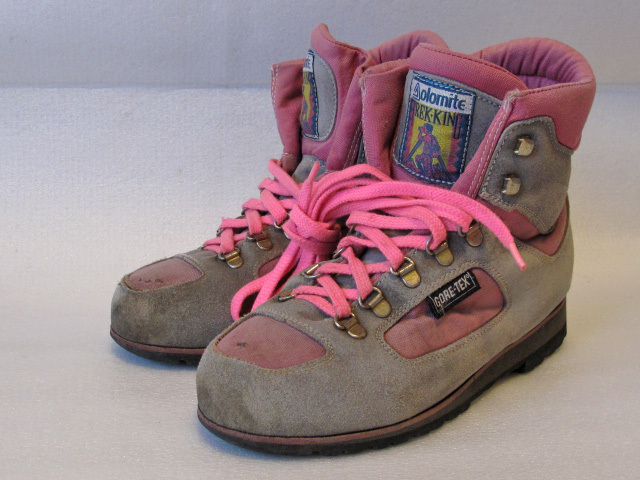 イタリア製 AOLOMITE GORETEX ゴアテックス トレッキングシューズ 登山靴 ピンク/グレイ アウトドア ビンテージ ビブラムソール_画像4