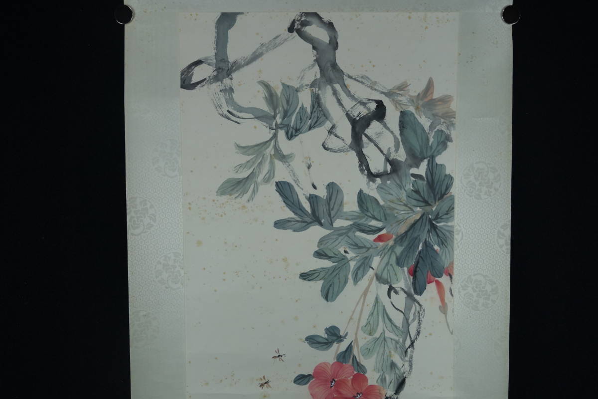 【掛軸】〈啓功）『花卉図』（紙本肉筆）/ 中国画 人物図 山水図 花鳥図 日本 時代物 古画 掛け軸121241_画像3