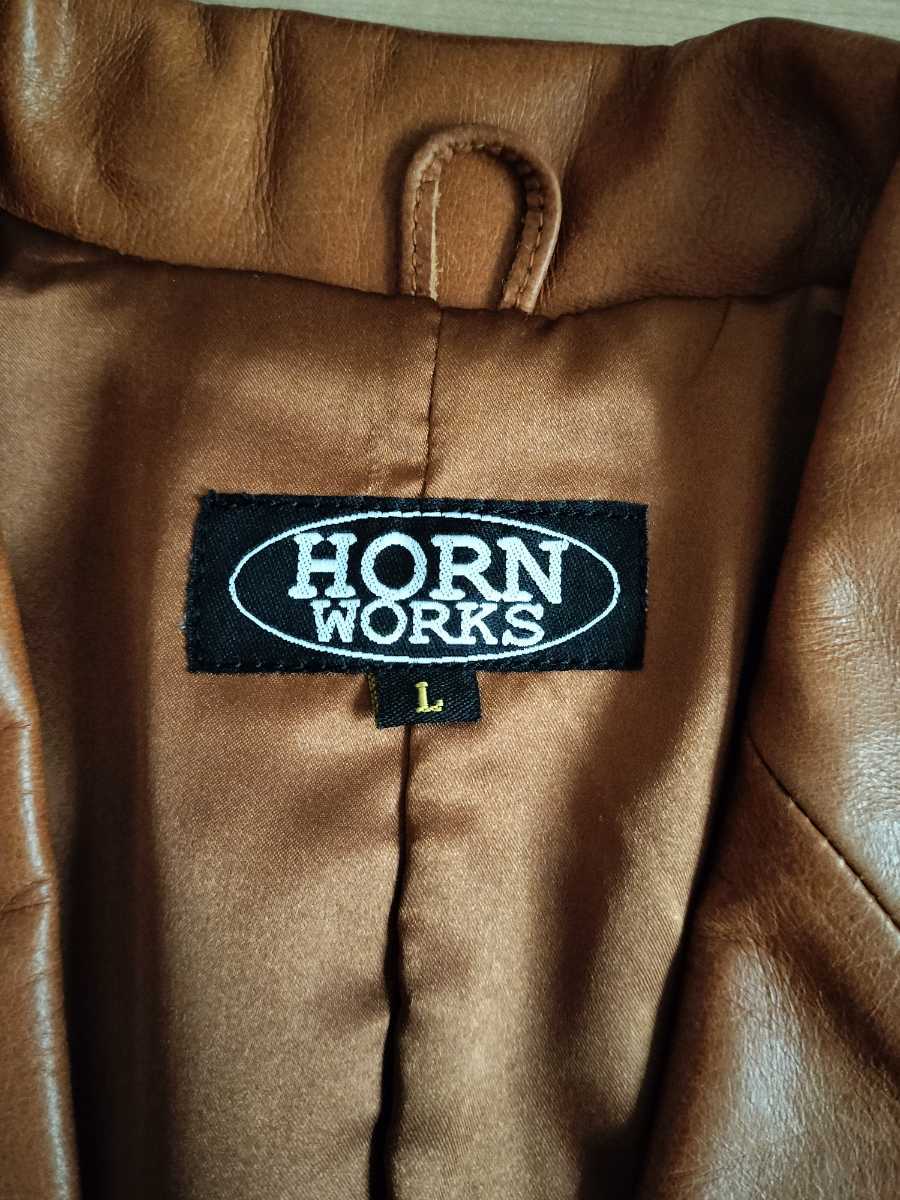 ★良上 美品★HORN WORKS 革ジャン レザージャケット★バッファロー Lサイズ★_画像3