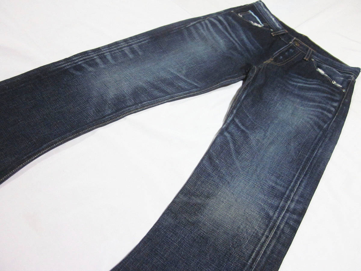 送料無料!!　レア　廃盤　濃紺　Levis　リーバイス　LV707-03 0405　ブーツカット　フレア　加工　デニム　ジーンズ　28　W約73CM　日本製_画像1