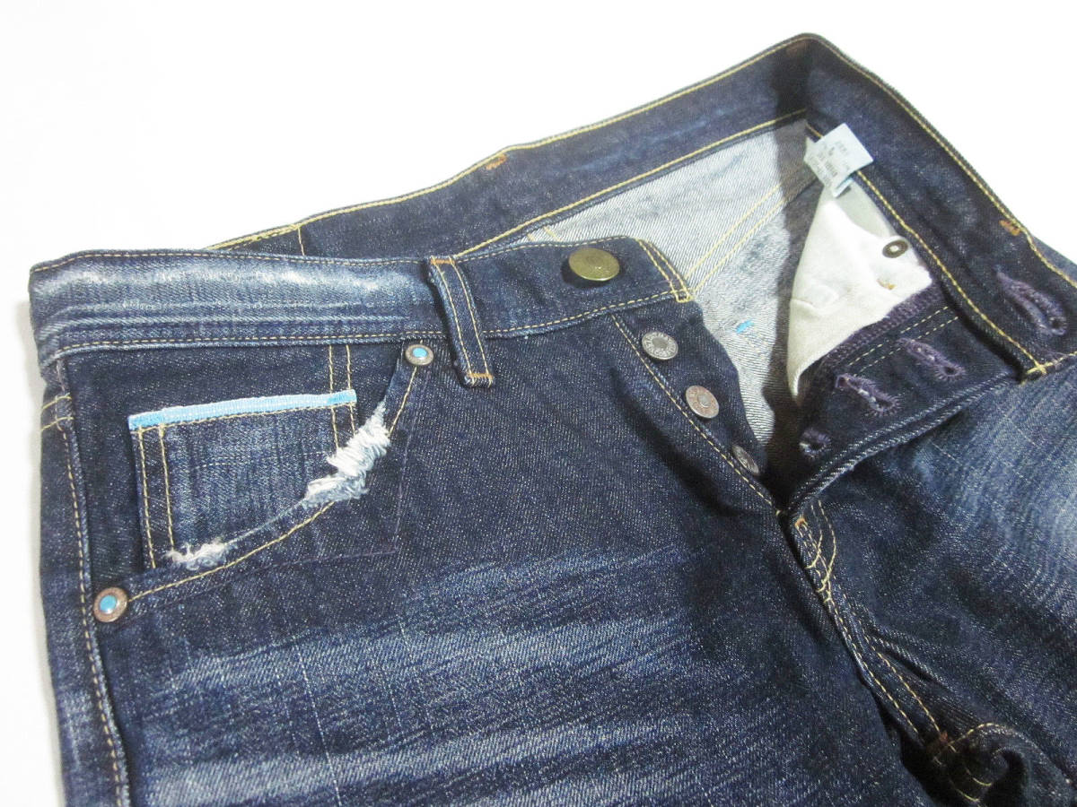 送料無料!!　レア　廃盤　濃紺　Levis　リーバイス　LV707-03 0405　ブーツカット　フレア　加工　デニム　ジーンズ　28　W約73CM　日本製_画像6