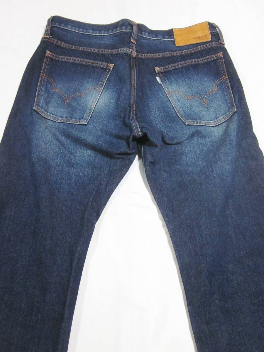 送料無料!!　日本製　濃紺　DENIM CRAFT　デニムクラフト　BIGJOHN　ビッグジョン　ヒゲ　加工　デニム　ジーンズ　34　W約86CM　倉敷児島