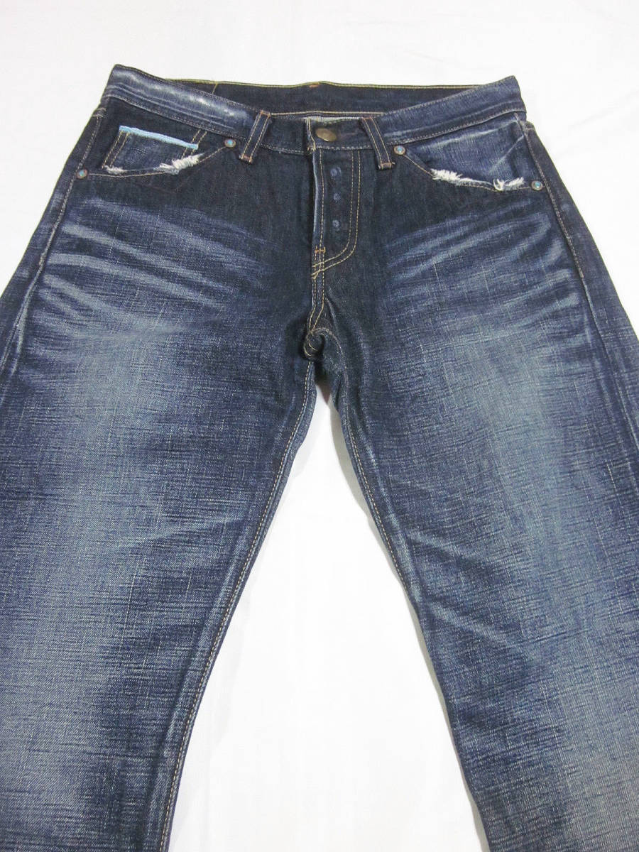 送料無料!!　レア　廃盤　濃紺　Levis　リーバイス　LV707-03 0405　ブーツカット　フレア　加工　デニム　ジーンズ　28　W約73CM　日本製_画像3