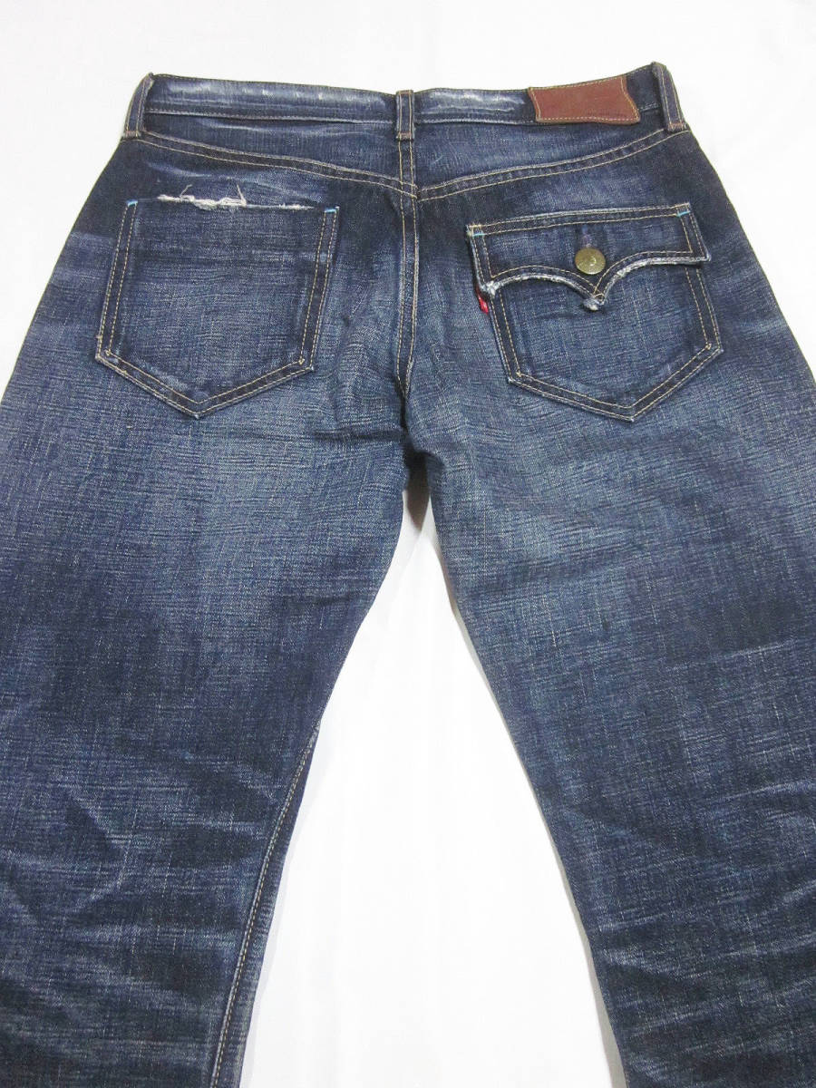 送料無料!!　レア　廃盤　濃紺　Levis　リーバイス　LV707-03 0405　ブーツカット　フレア　加工　デニム　ジーンズ　28　W約73CM　日本製_画像5