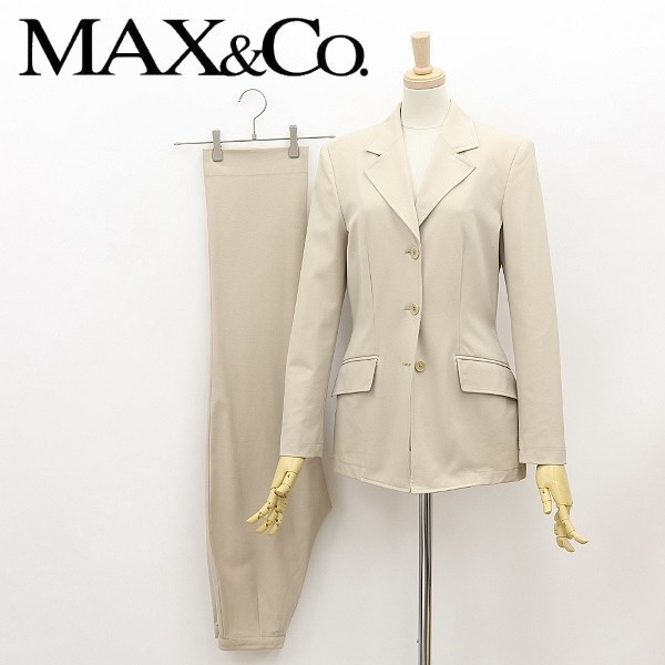 ◆MAX&Co. マックスマーラ ストレッチ 3釦 ジャケット＆パンツ スーツ セットアップ ライトベージュ 36_画像1