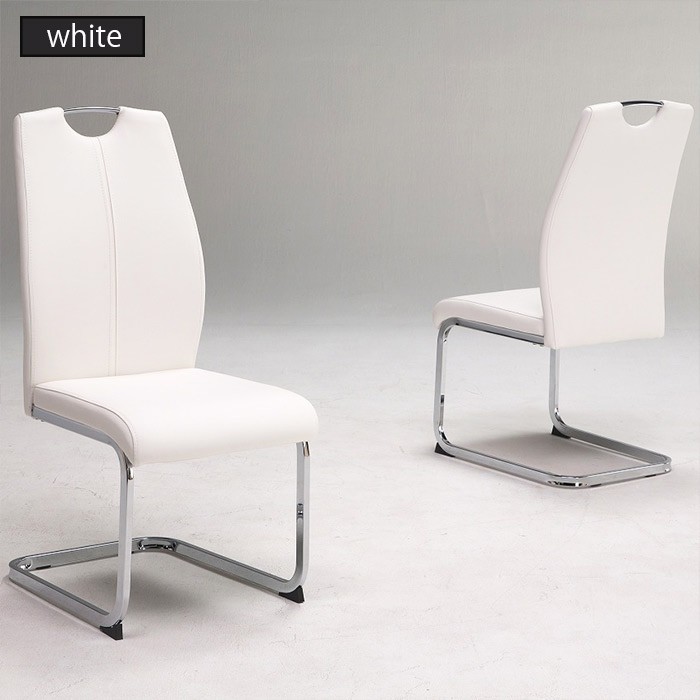 ダイニングチェア 2脚セット 食卓椅子 カンティレバーチェア ハイバックチェア PVC 合皮 ホワイト