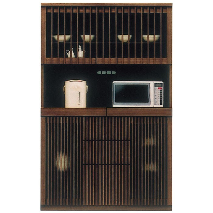 レンジ台 食器棚 完成品 和風 幅120cm キッチン収納 レンジボード 日本製 ●ブラウン