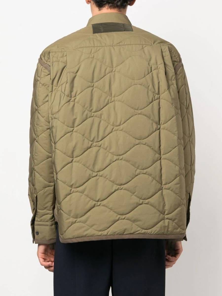 【送料無料】【22-23AW】【新品】【定価6.9万】sacai サカイ キルティング シャツ ジャケット カーキ 1 オーバーシャツ_画像4