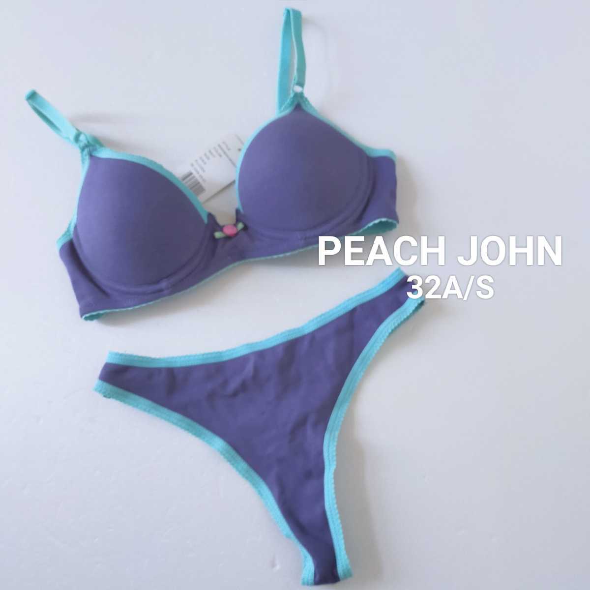 ☆◎未使用品　PEACH JOHN　ブラジャー　ショーツ　セット　32A/70A　ブルー_画像1