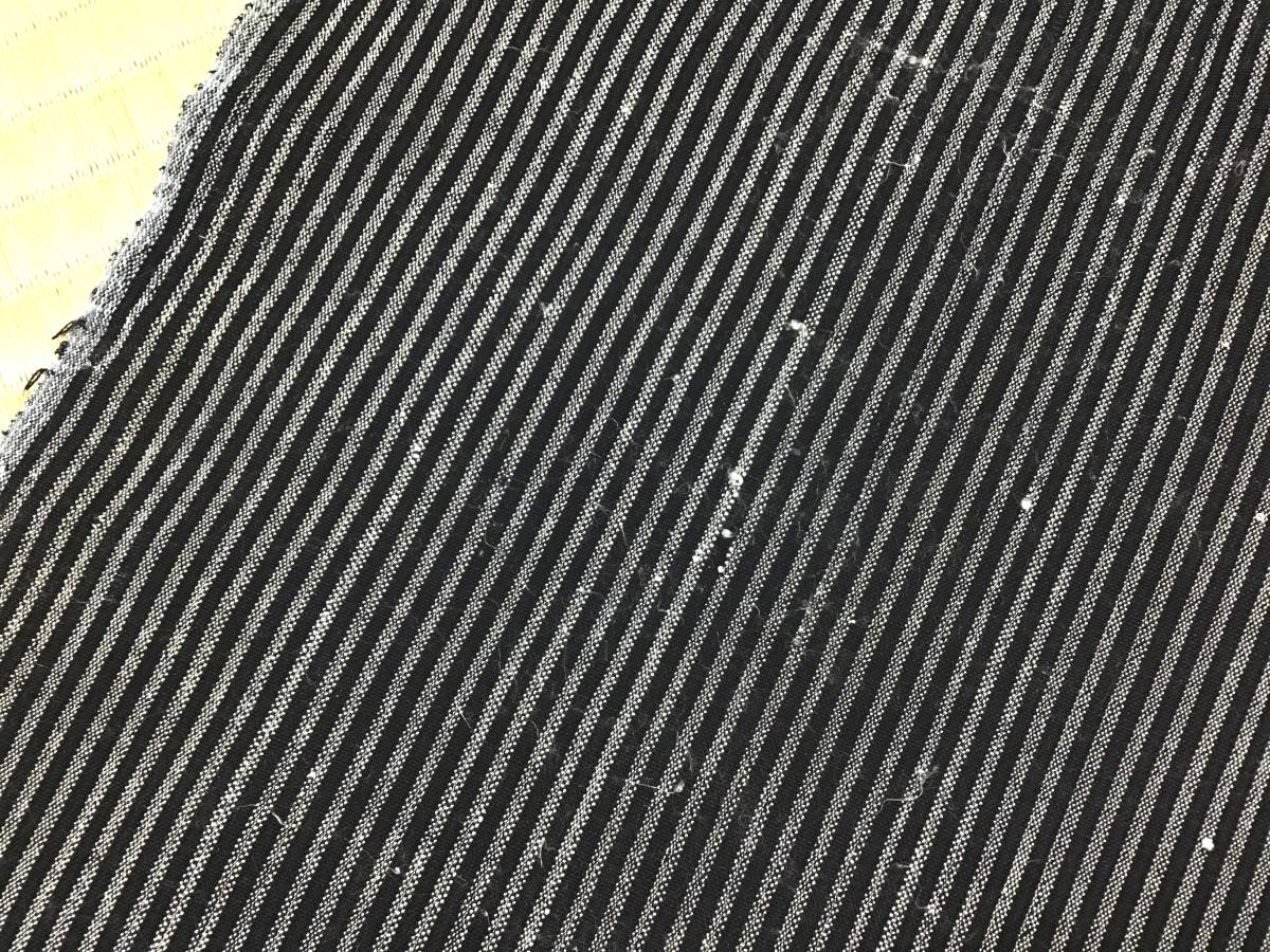 古布0648 木綿 絹混 細縞（紺地に白） ２枚長さ計210ｃｍ パッチワーク キルト リメイク材料の画像9