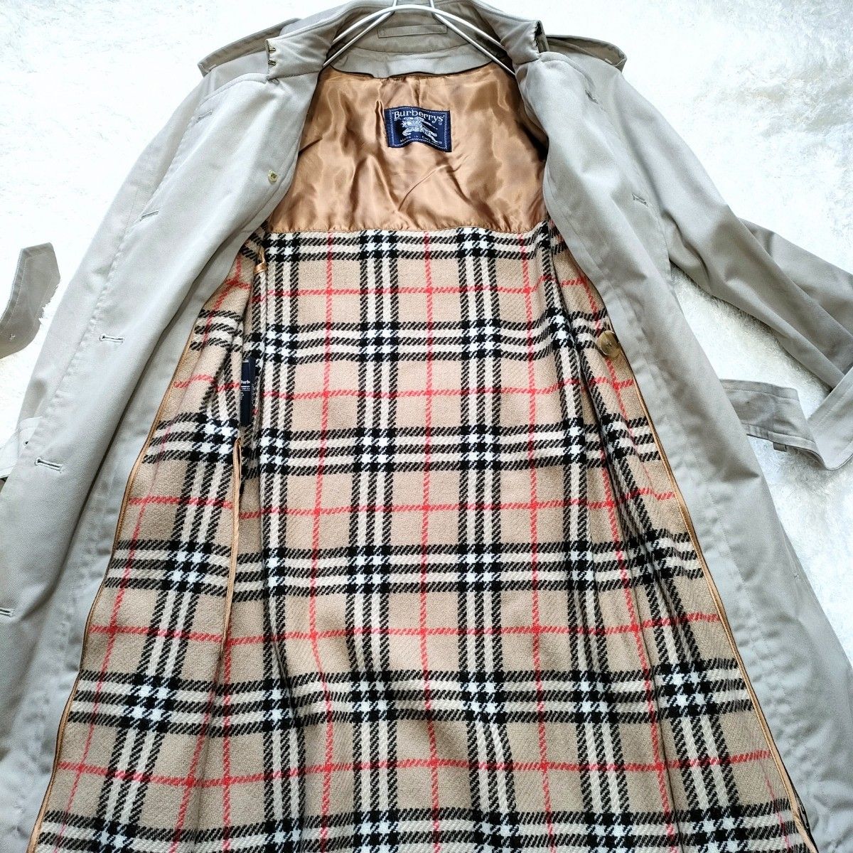 【80s】状態良好　BURBERRY バーバリー トレンチコート ウールライナー付 着脱可能 M相当 ベージュ 英国製 裏地