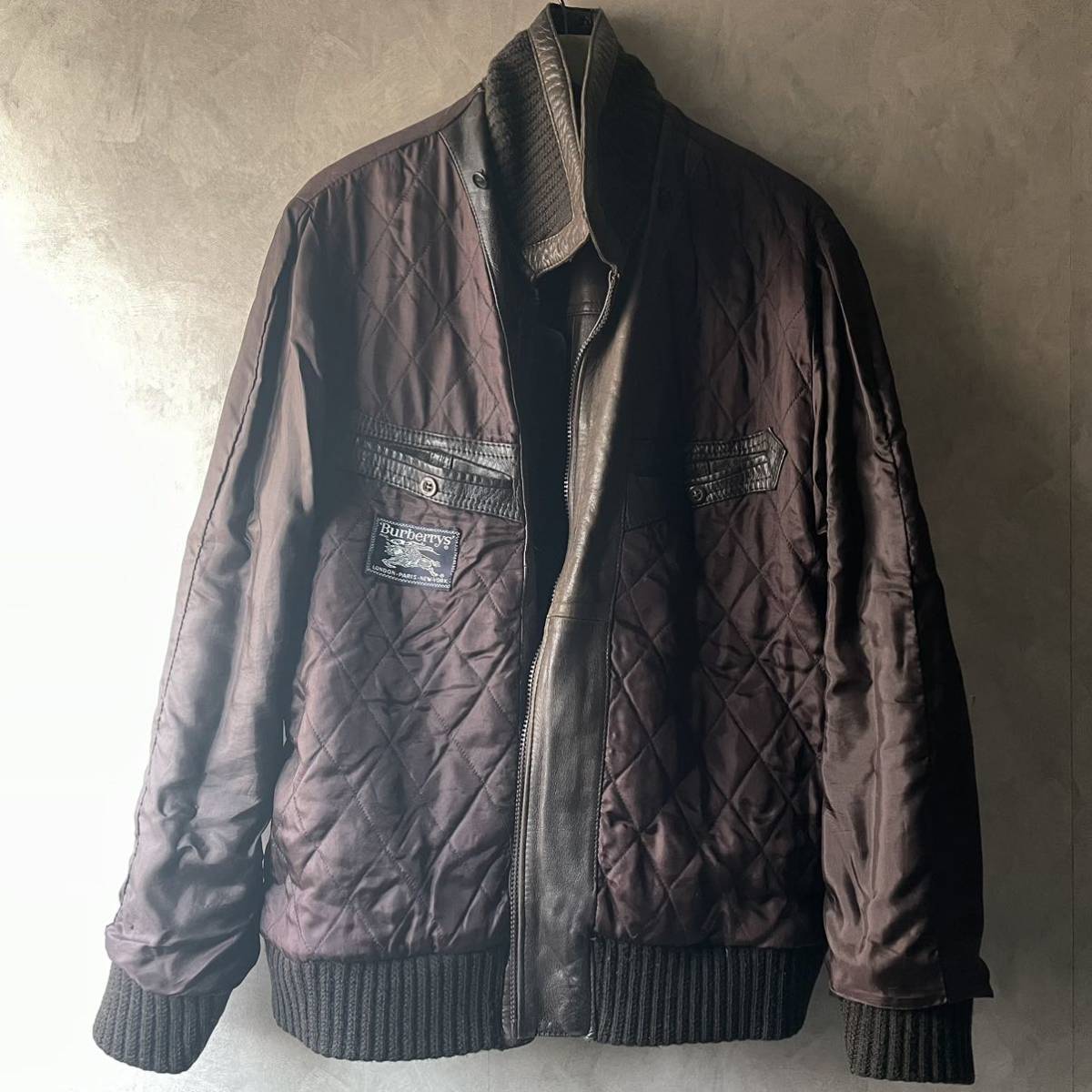 中古】 【一枚袖 以上】バーバリー レザージャケット フランス製