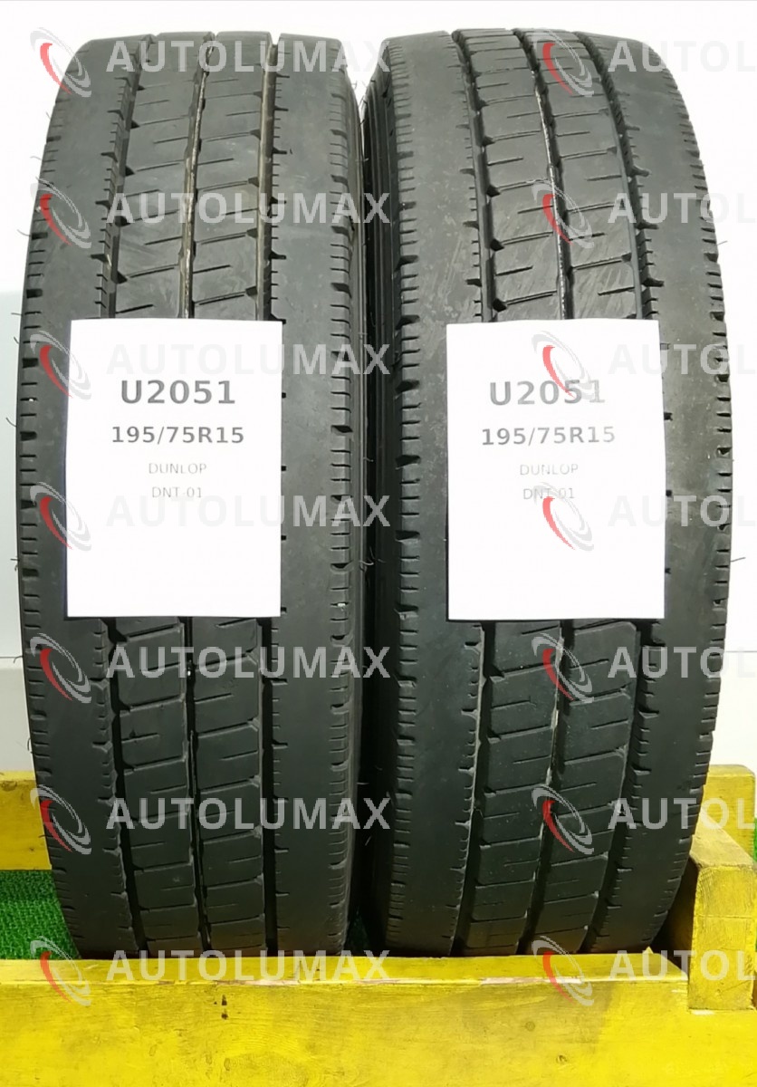 195/75R15 109/107L LT Dunlop DNT-01 中古 サマータイヤ 2本セット 2018年製 送料無料 195/75/15 ダンロップ U2051.の画像1