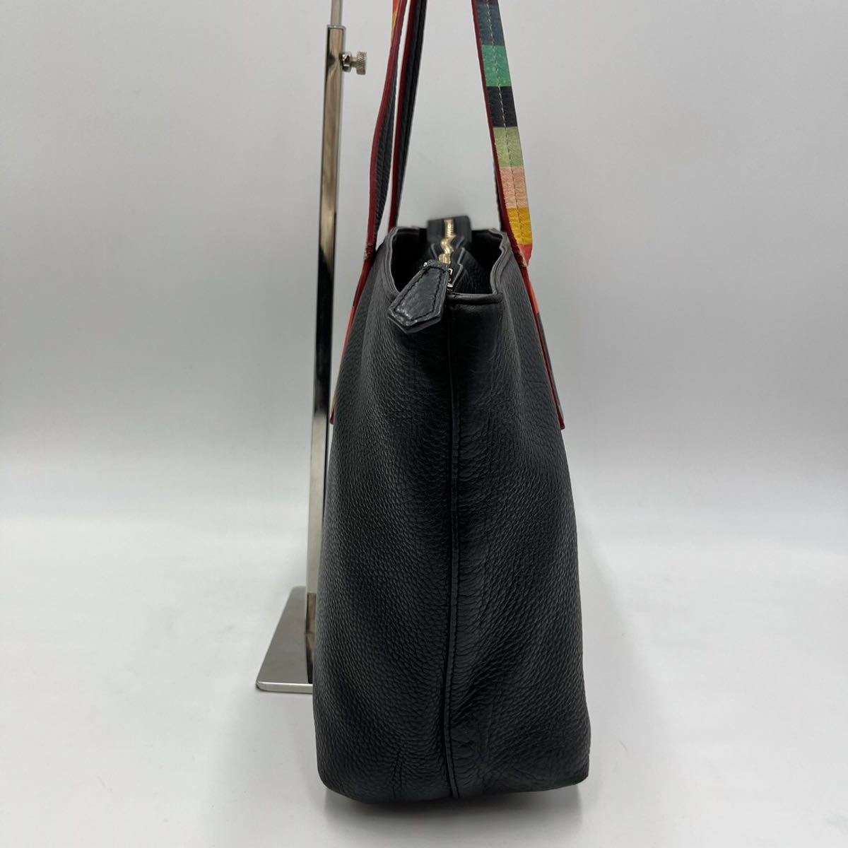 1円〜 Paul Smith ポールスミス トートバッグ ハンドバッグ ビジネス マルチストライプ ブラック レザー 大容量 A4収納可 ユニセックス 1円〜 Paul Smith ポールスミス トートバッグ ハンドバッグ ビジネス マルチストライプ ブラック レザー 大容量 A4収納可 ユニセックス