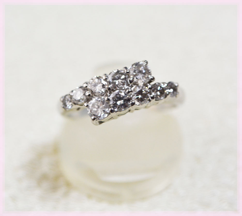 Pt900 ダイヤモンド1.0ct 10石 #12 12号 リング 指輪 豪華 ゴージャス