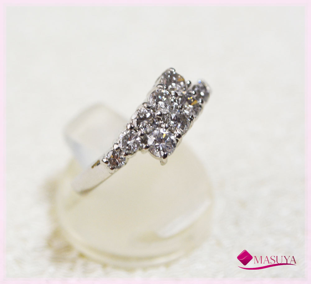 Pt900 ダイヤモンド1.0ct 10石 #12 12号 リング 指輪 豪華 ゴージャス