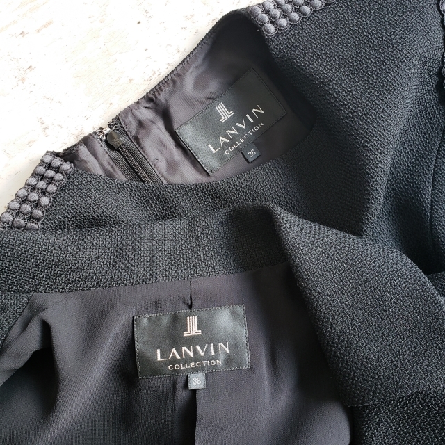 ランバン コレクション セットアップ スーツ ワンピース 36 フォーマル セレモニー 日本製 ブラック LANVIN COLLECTION _画像6