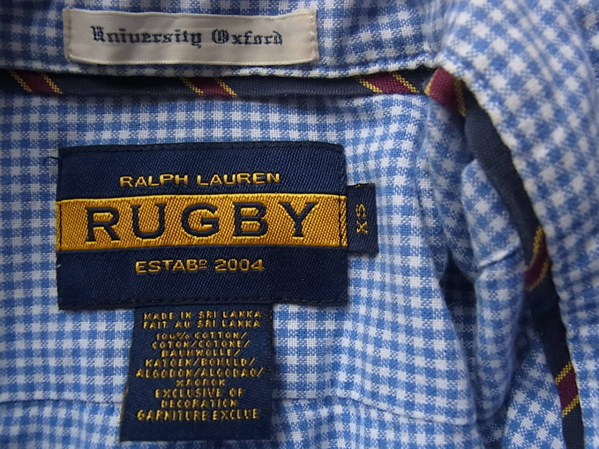 RALPH LAUREN RUGBY ラルフローレン　ラグビー　コットンオックス素材　ギンガムチェック柄　ボタンダウンシャツ サイズ XS 　_画像5