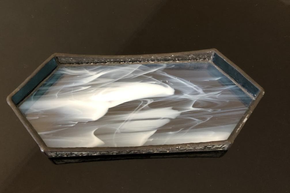  new life stained glass boat type tray case 