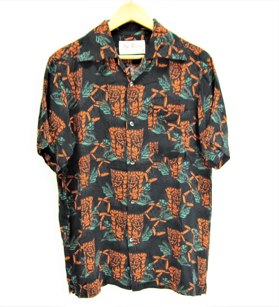 Aloha Blossom アロハブロッサム アロハシャツ TIKI / BLACK SIZE:38 メンズ 衣類 □UF3653
