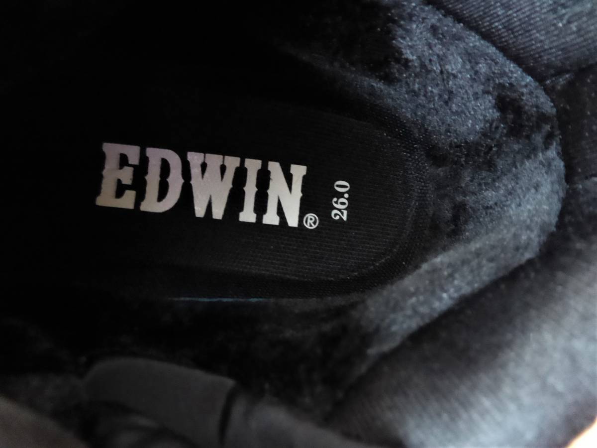 訳あり EDWIN エドウィン ハイカット 軽量 撥水 防滑 サイドジップ ハーフブーツ　26.0　黒_画像6