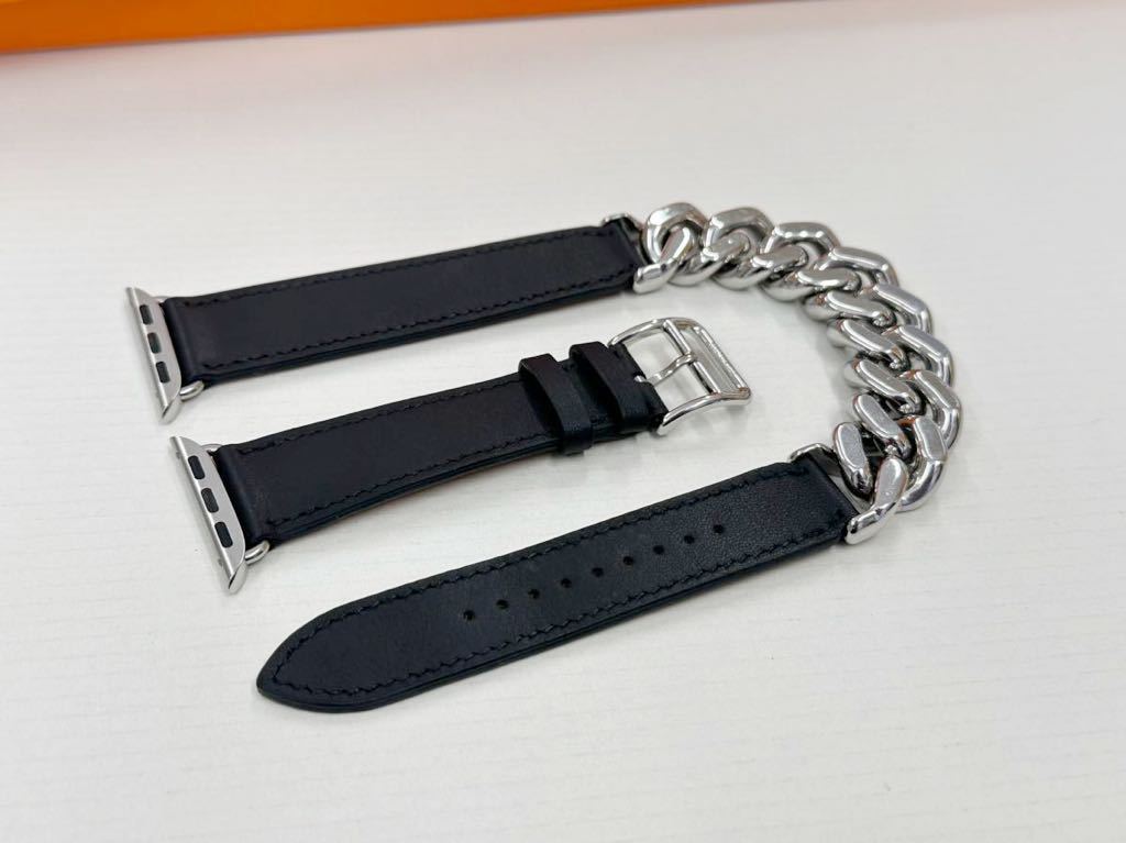 ☆即決 美品 レア Apple Watch HERMES ヴォー スウィフト 黒 ドゥブルトゥール グルメットメタル 41mm 40mm エルメス  アップルウォッチ 295