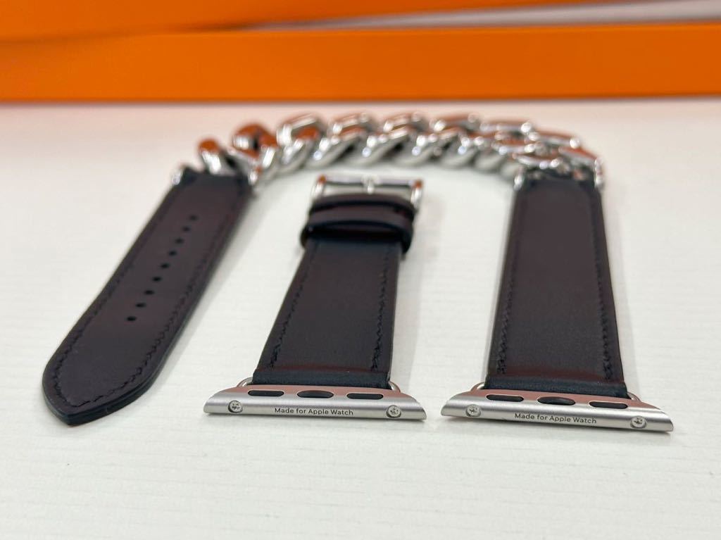 ☆即決 美品 レア Apple Watch HERMES ヴォー スウィフト 黒 ドゥブルトゥール グルメットメタル 41mm 40mm エルメス  アップルウォッチ 295