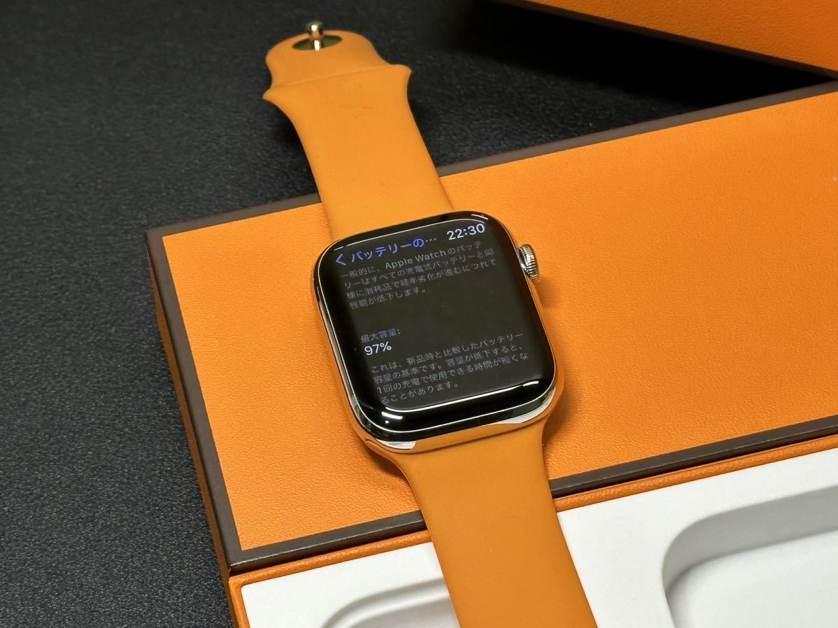 ☆即決 美品 バッテリー97% Apple Watch series7 HERMES 45mm アップルウォッチ エルメス GPS+Cellular シルバーステンレス シリーズ7 238