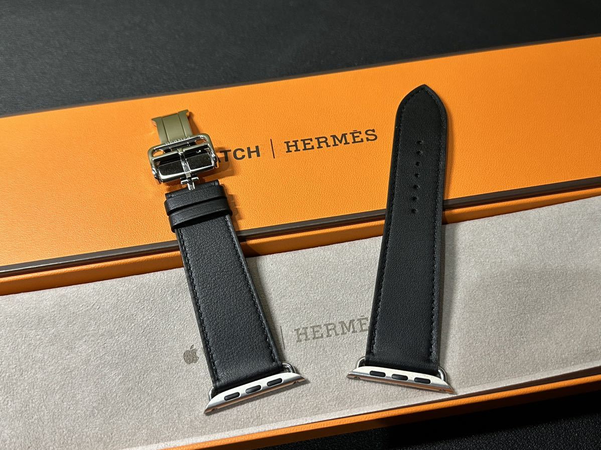 即決 美品 Apple Watch HERMES Series7 45mm 44mm 黒 ディプロイアント