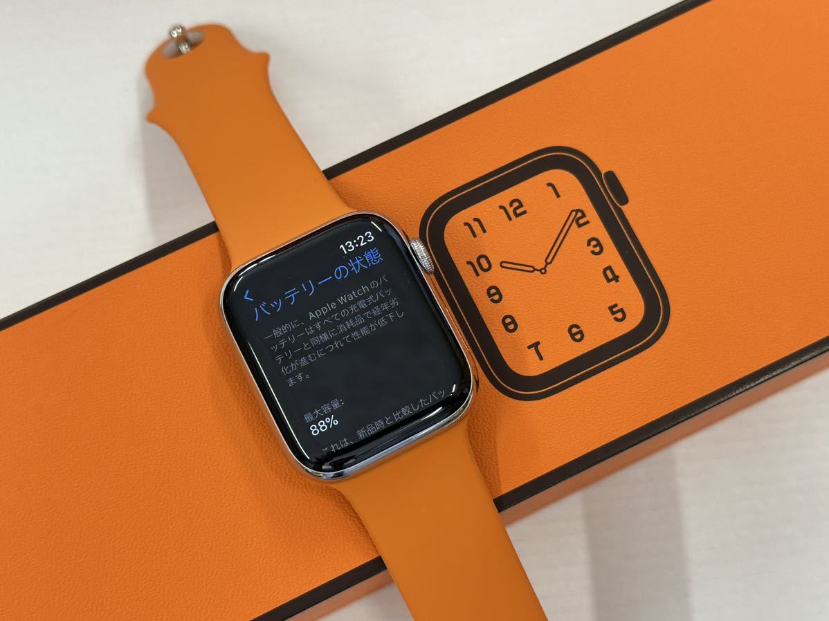 即決 美品 Apple watch エルメス シリーズ5 アップルウォッチ HERMES Series5 44mm 心電図 ステンレス  GPS+Cellular 427