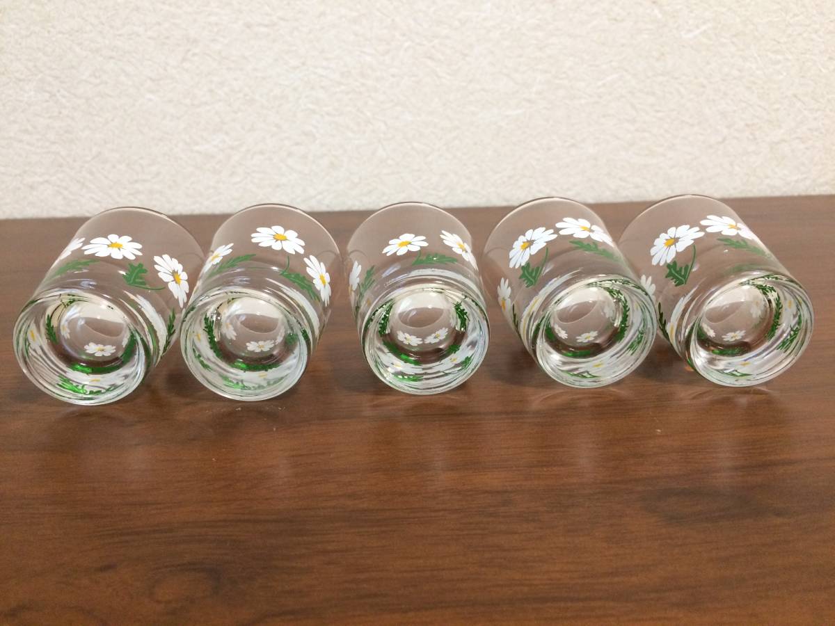 昭和レトロ ガラス アデリア グラス 野ばな ショットグラス Wウイスキー 5個 オマケ1個の画像4