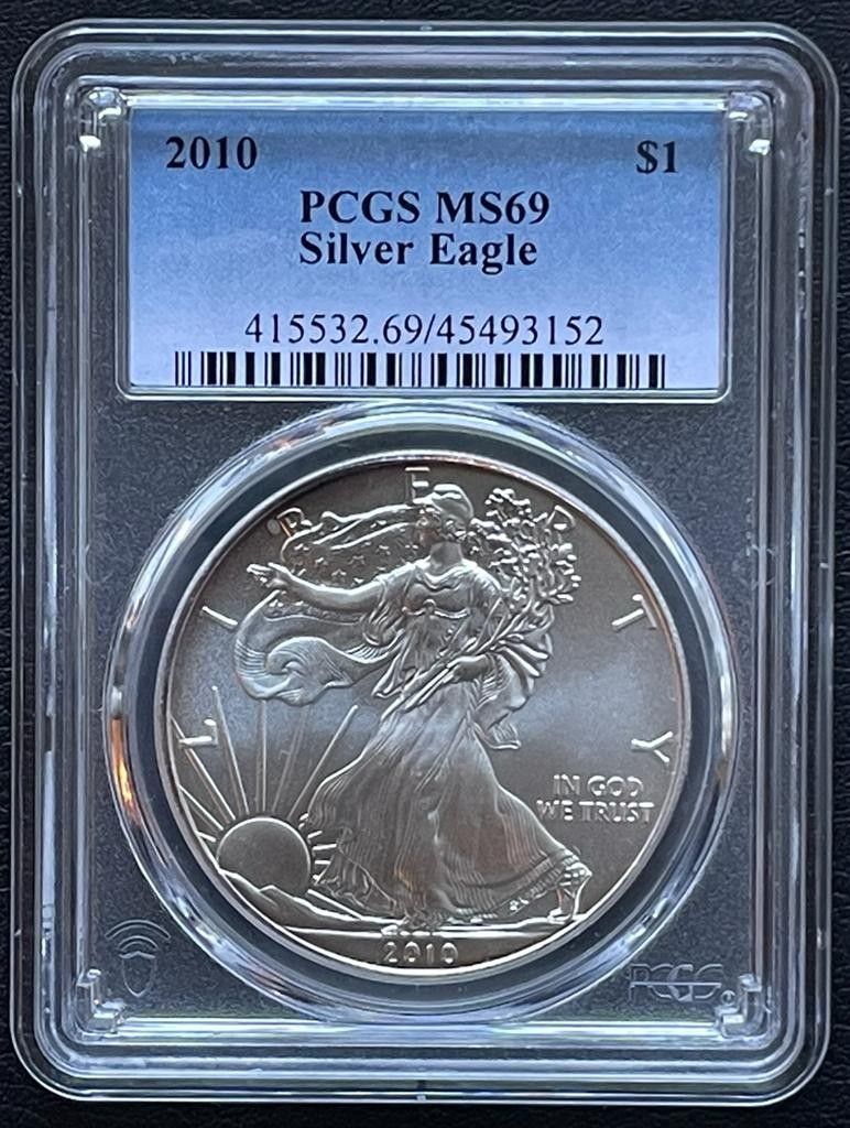 Silver Eagleイーグル銀貨1オンス,2010年PCGS鑑定(MS69) 