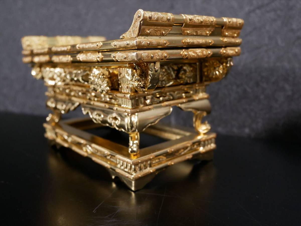 日本本物 収集品 和讃卓 木製本金箔 裏金金具付き 4187 mabicarnes.com.br