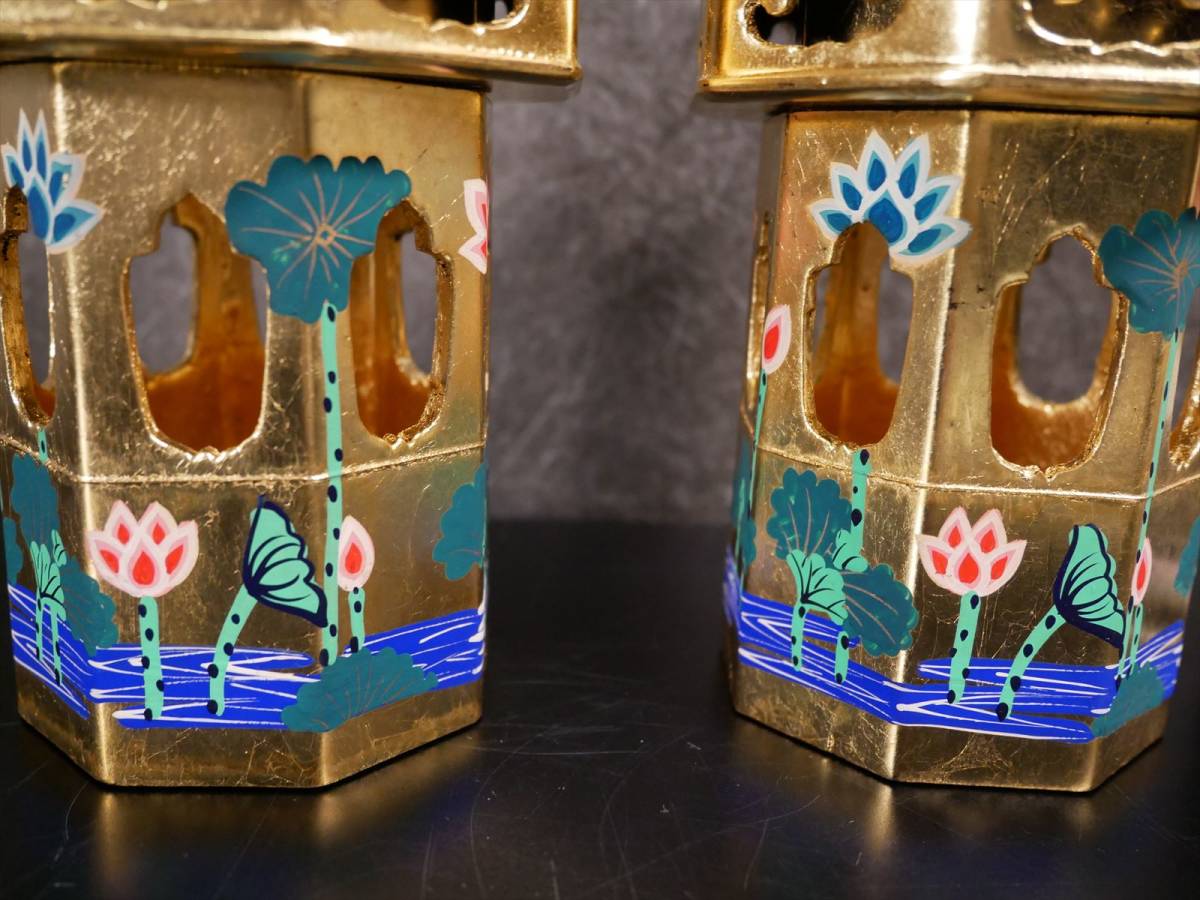 収集品 八角供花 大谷派用 裏金 東本願寺用 木製 本金箔 彩色 収集品 八角供花 大谷派用 裏金 東本願寺用 木製 本金箔 彩色