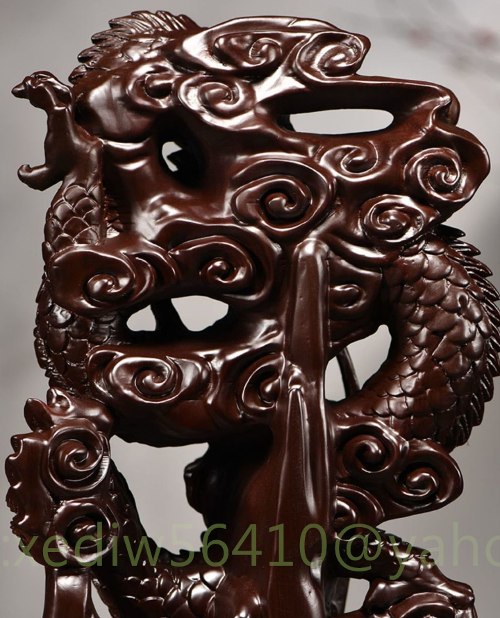 黒檀木彫り龍置物実木家居居間動物装飾 高さ30CM_画像8