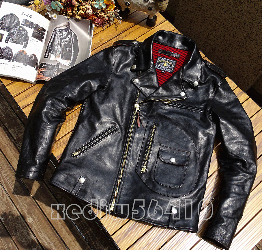  new arrival * high quality tea core horse leather leather jacket original leather Horse Hyde ... leather jacket bike leather American Casual men's S~5XL