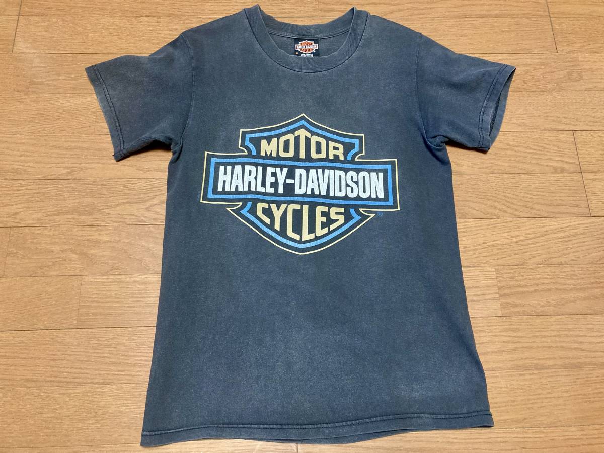 90s USA製 フェード◎ ビンテージ Harley-Davidson ハーレーダビッドソン 両面プリント ディーラー ショップ Tシャツ バイカー バイク_画像10