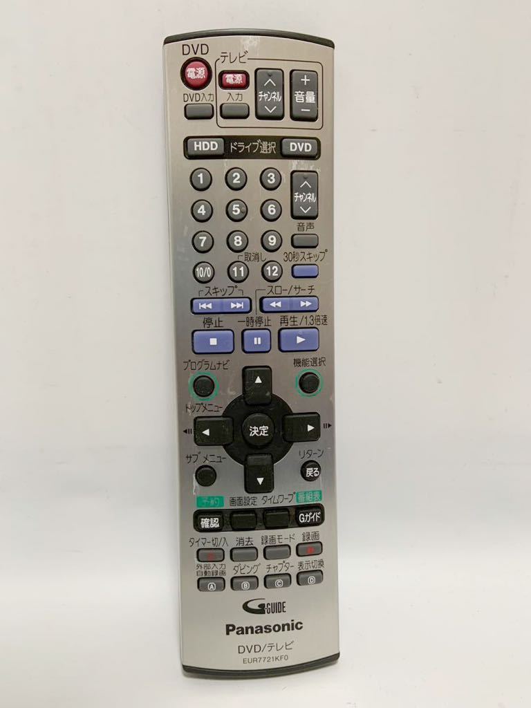 赤外線出力確認 Panasonic パナソニック EUR7721KF0 DVD/テレビ リモコン 中古現状 131f1250_画像1