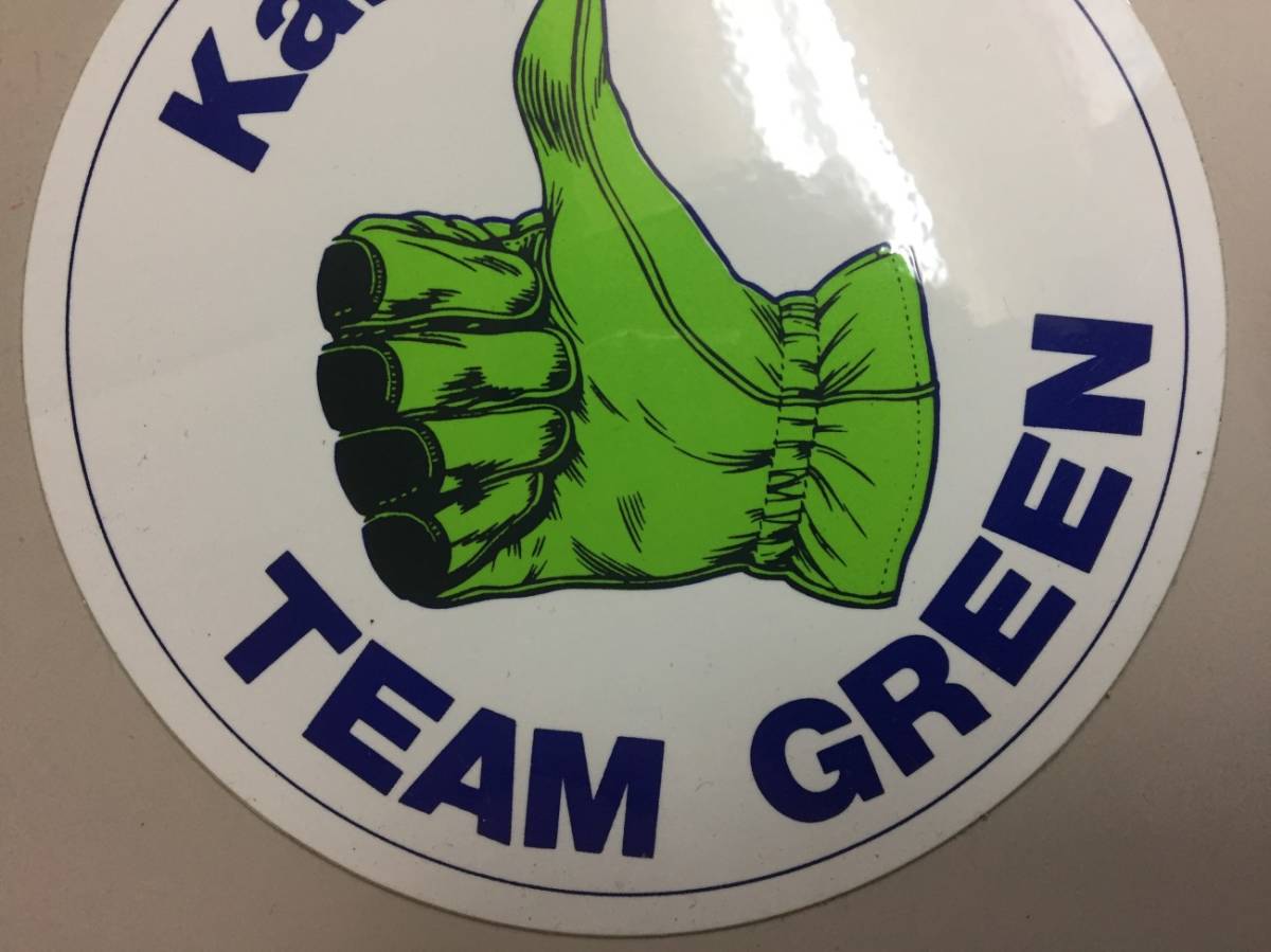 TEAM GREEN circle shape sticker new goods KAWASAKI original Kawasaki 2 sheets seal DECAL team green rare out of print that time thing 