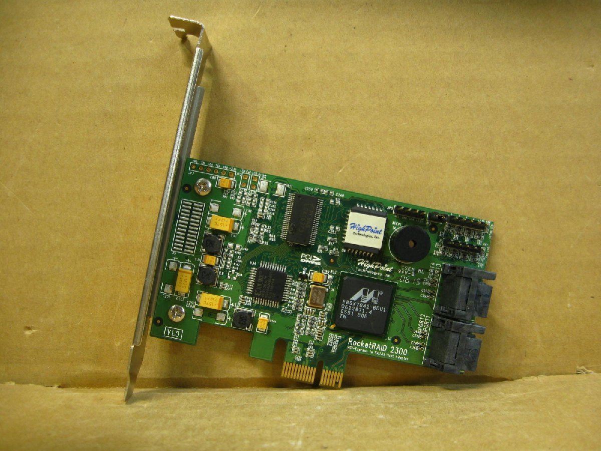 ▽HighPoint RocketRAID 2300 SATA 4ch RAIDコントローラ PCI-EX 中古 RAID0/1/5/10 ハイポイント_画像1